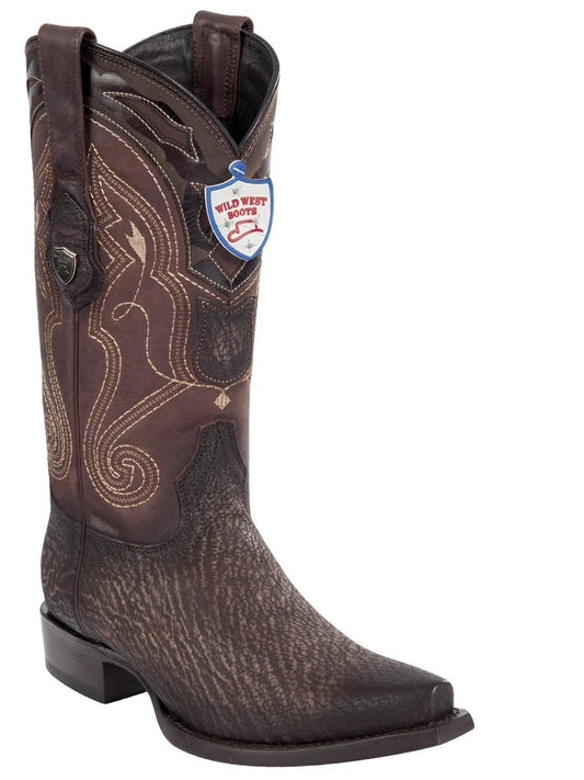 Genuine Shark Snip Toe Boot in Rustic Faded Brown