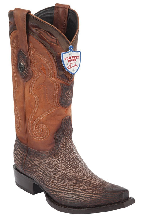 Genuine Shark Snip Toe Boot in Rustic Faded Cognac