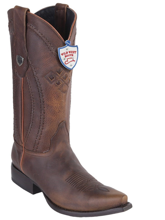 Genuine Leather Rage Snip Toe Boot in Walnut