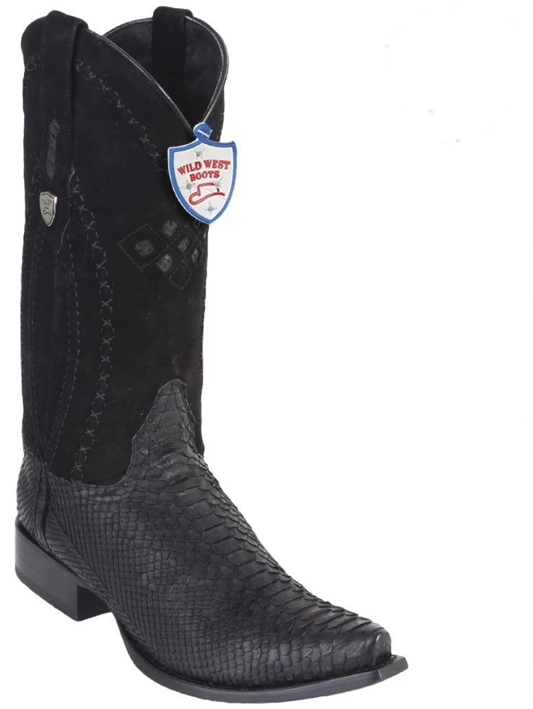 Genuine Python Snip Toe Boot in Black Grasso