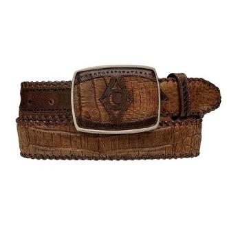 Cuadra Genuine Stitched Caiman Belly belt w/ metal Buckle in Maple