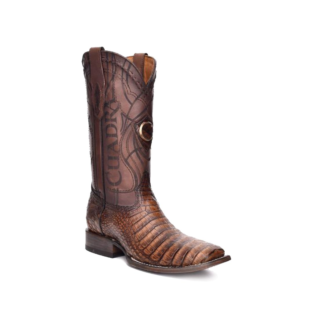 Cuadra Genuine Caiman Belly Wide Square Toe Boot in Maple