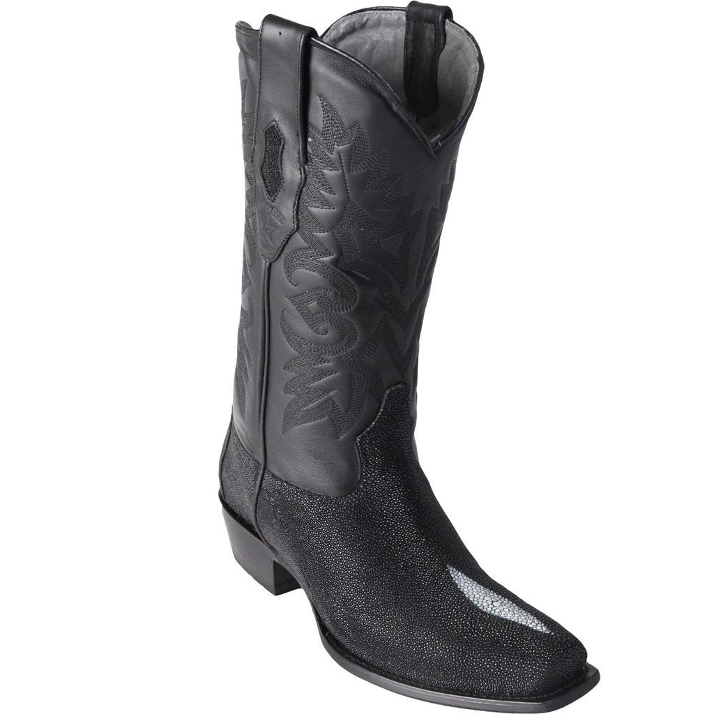 Los Altos Genuine Single Rowstone Stingray 7 Toe Boot in Black