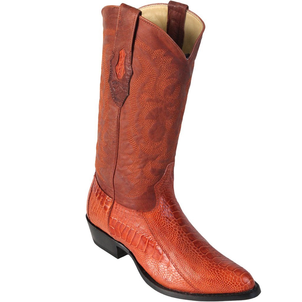 Los Altos Genuine Ostrich Leg Semi Oval Boot in Cognac