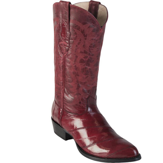 Los Altos Genuine Eel Semi Oval Boot in Burgandy