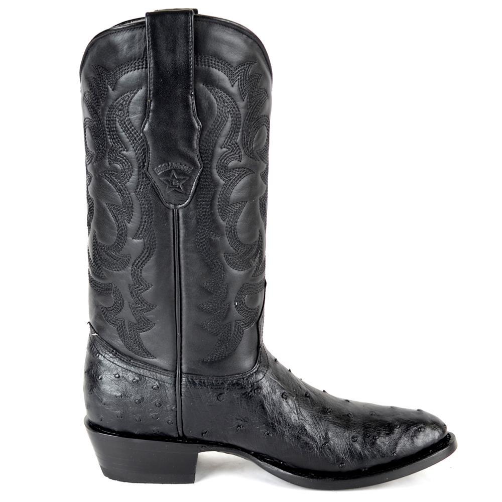 Los Altos Genuine Ostrich Semi Oval Boot in Black