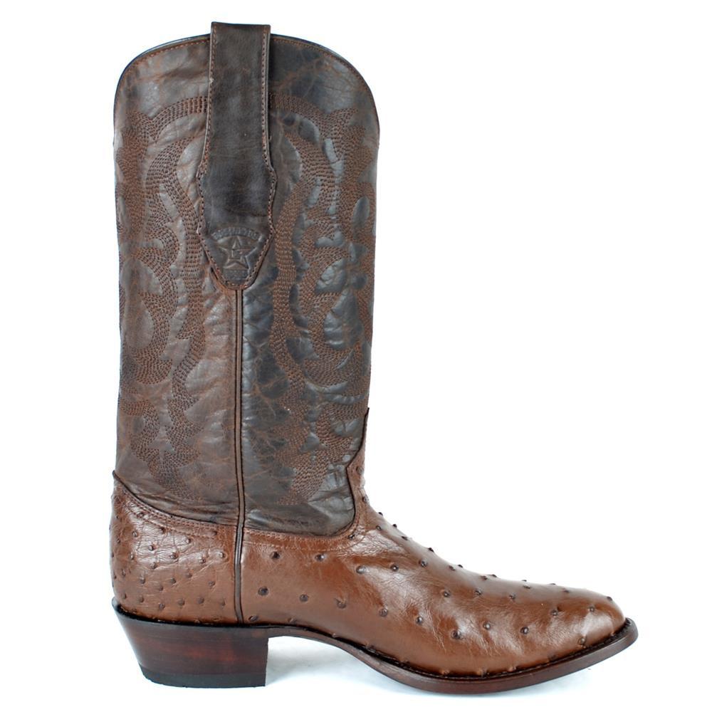 Los Altos Genuine Ostrich Semi Oval Boot in Brown