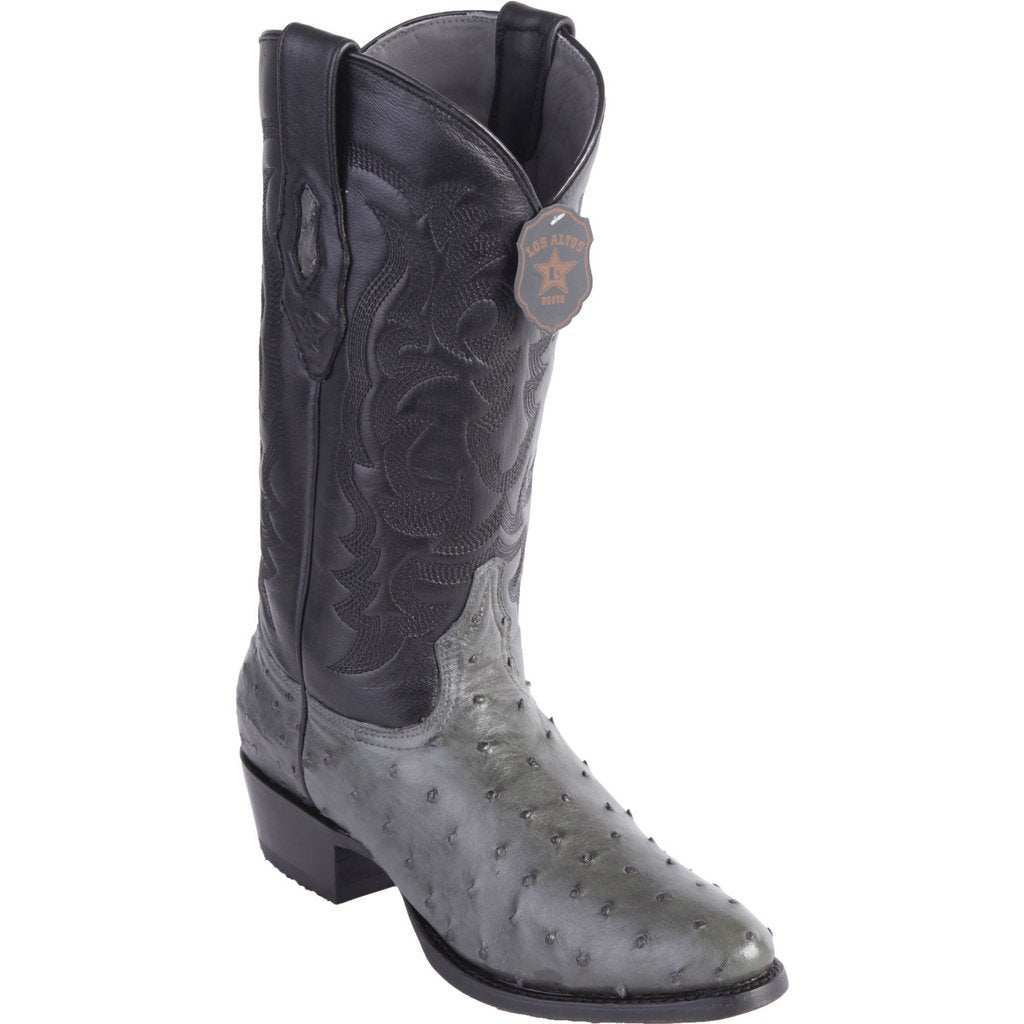 Los Altos Genuine Ostrich Semi Oval Boot in Gray