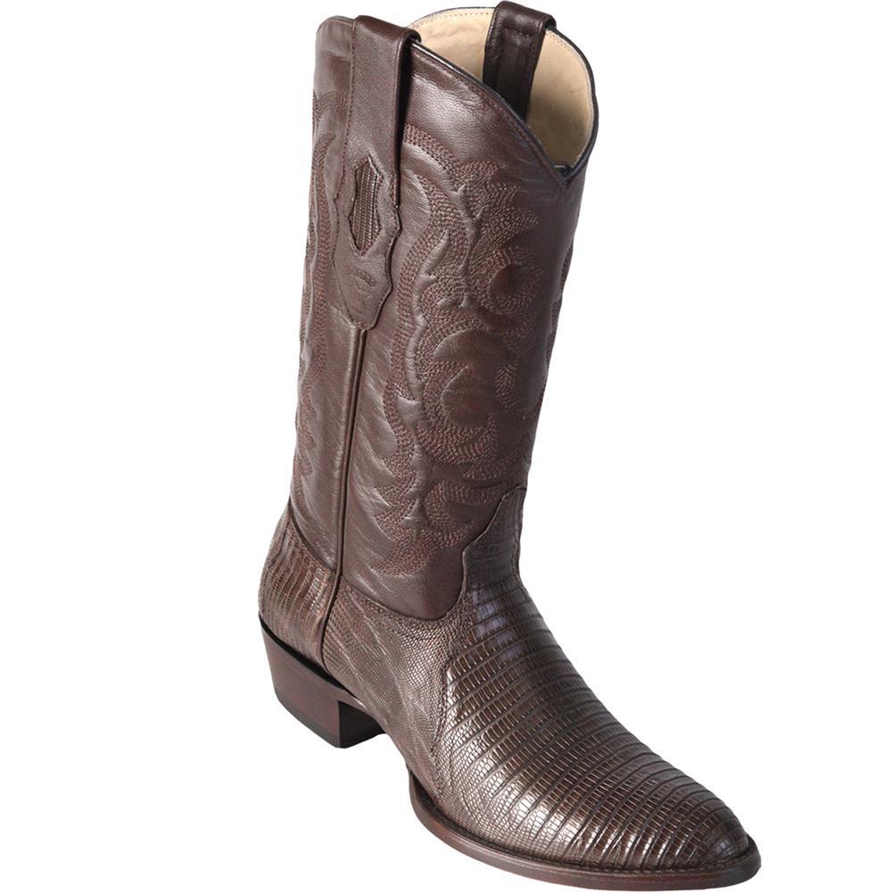 Los Altos Genuine Teju Lizard Semi Oval Boot in Brown