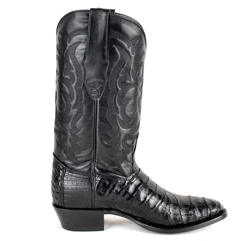 Los Altos Genuine Caiman Belly Semi Oval Boot in Black