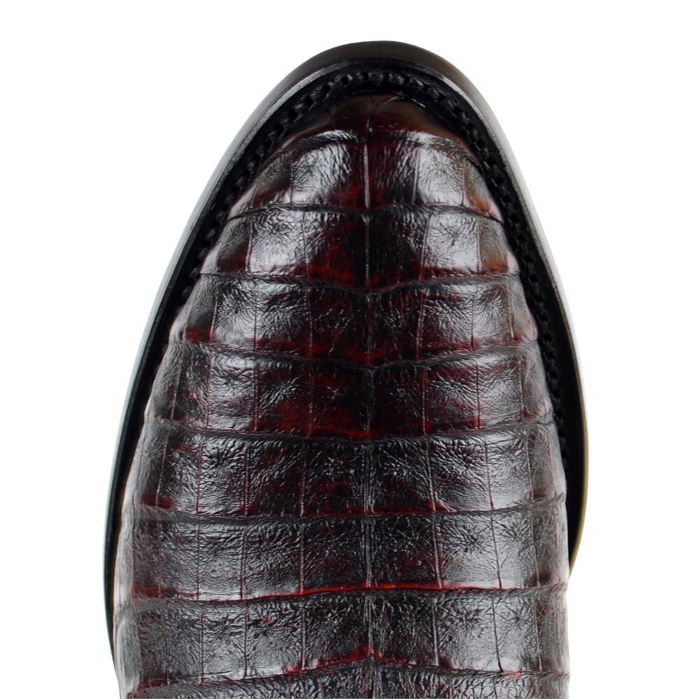 Los Altos Genuine Caiman Belly Semi Oval Boot in Black Cherry