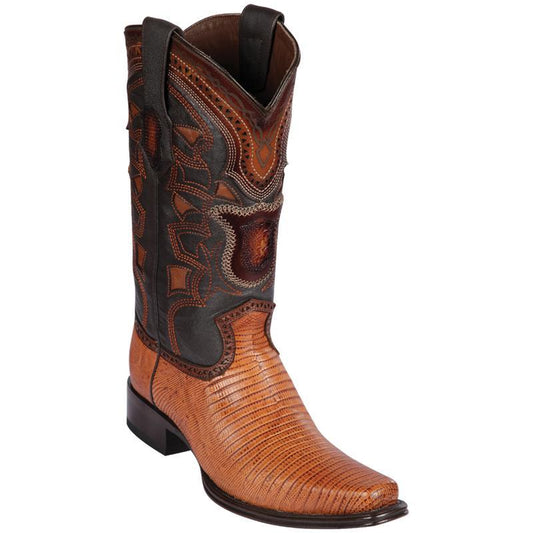 Los Altos Genuine Teju Lizard Narrow Square Toe Boot in Honey