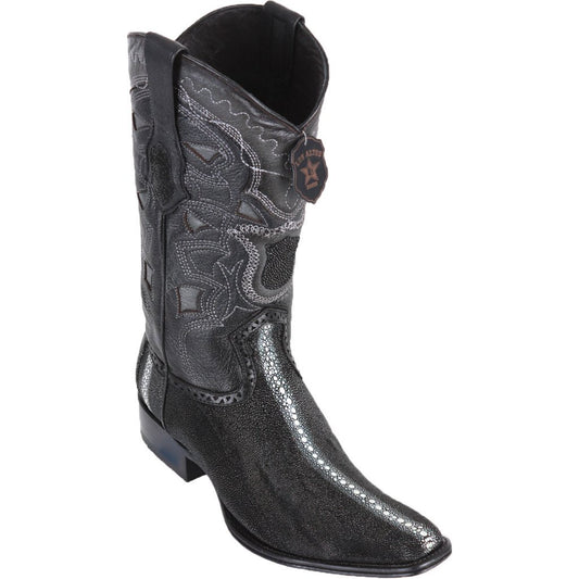 Los Altos Genuine Stingray Full Rowstone Narrow Square Toe Boot in Black