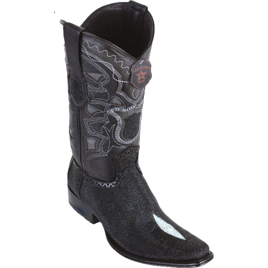 Los Altos Genuine Stingray Single Narrow Stone Square Toe Boot