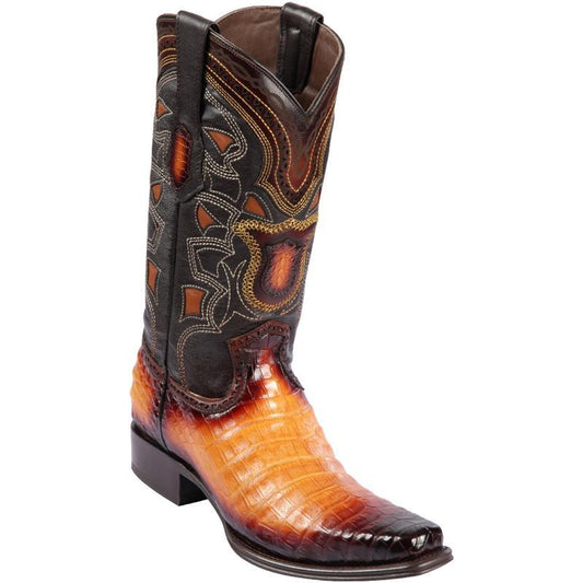 Los Altos Genuine Caiman Belly Narrow Square Toe Boot in Faded Buttercup