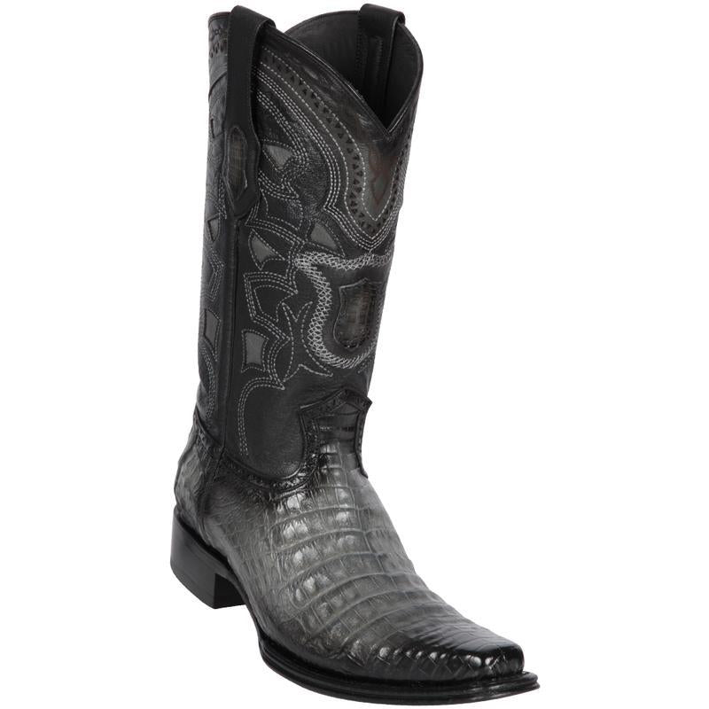 Los Altos Genuine Caiman Belly Narrow Square Toe Boot in Faded Gray