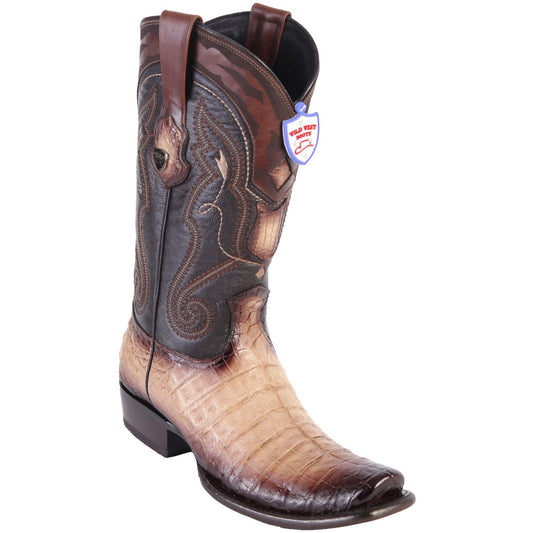 Genuine Caiman Belly Semi-Squared Boot in Faded Orxy