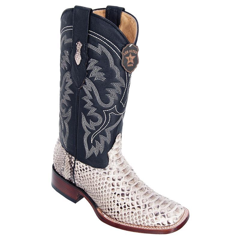 Genuine Python Wide Square Toe Boot in Natural