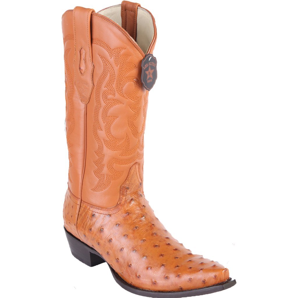 Los Altos Genuine Ostrich Snip Toe Boot in Honey