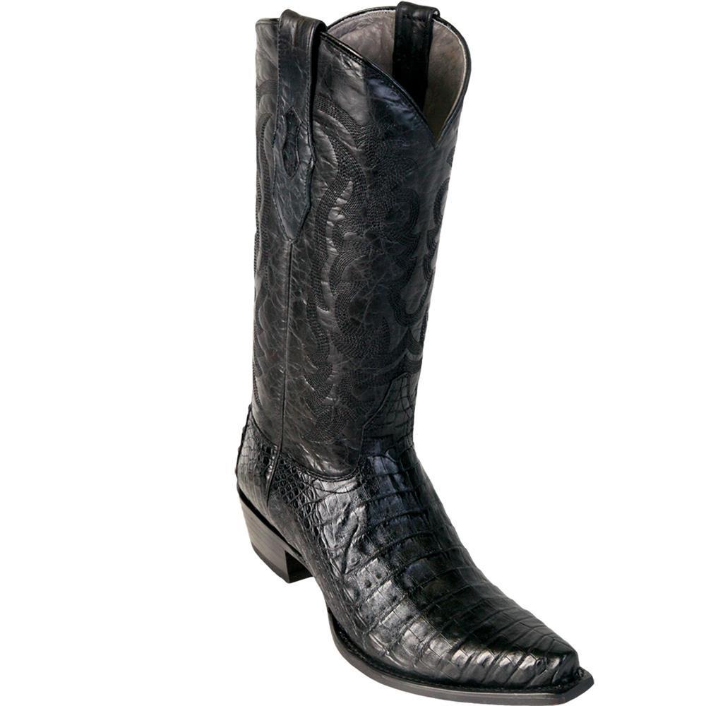 Los Altos Genuine Caiman Belly Snip Toe Boot in Black