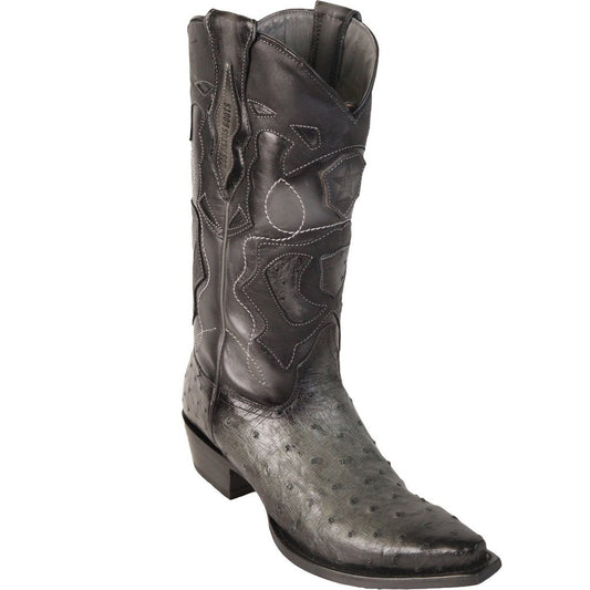 Los Altos Genuine Ostrich Snip Toe Boot in Burnished Gray