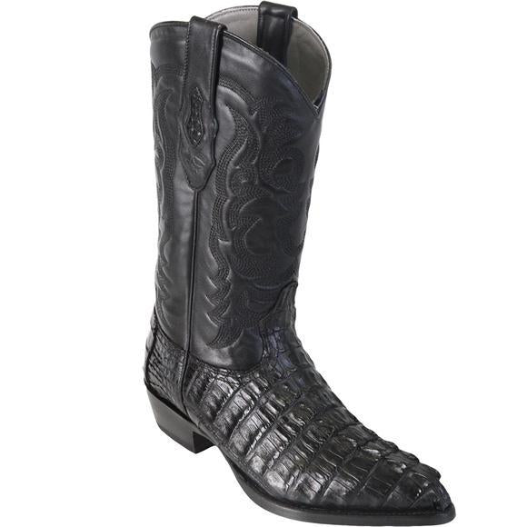 Los Altos Genuine Caiman Tail J Toe Boot in Black