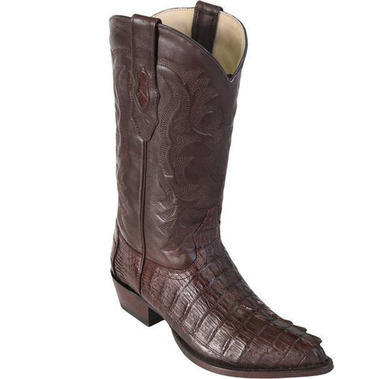 Los Altos Genuine Caiman Tail J Toe Boot in Brown