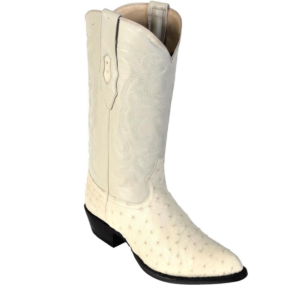 Los Altos Genuine Ostrich J Toe Boot in Winter White