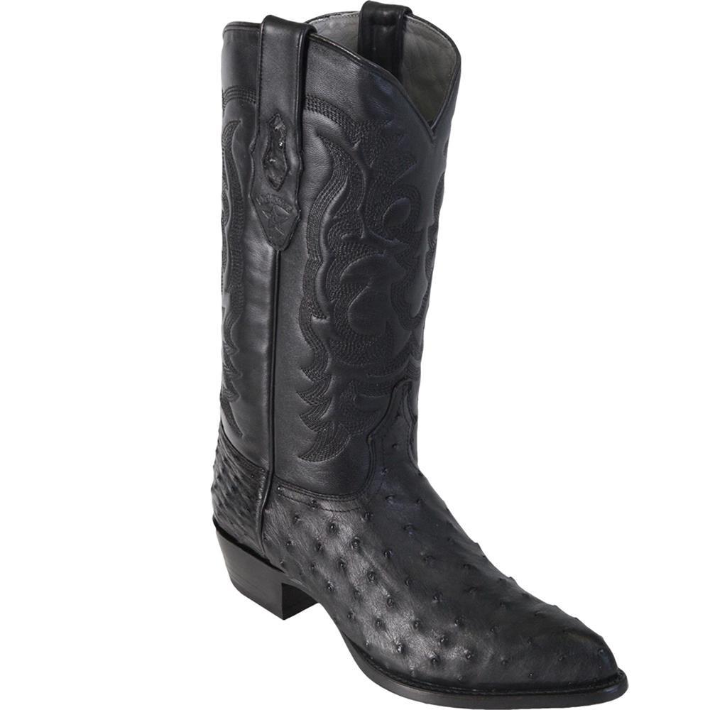 Los Altos Genuine Ostrich J Toe Boot in Black