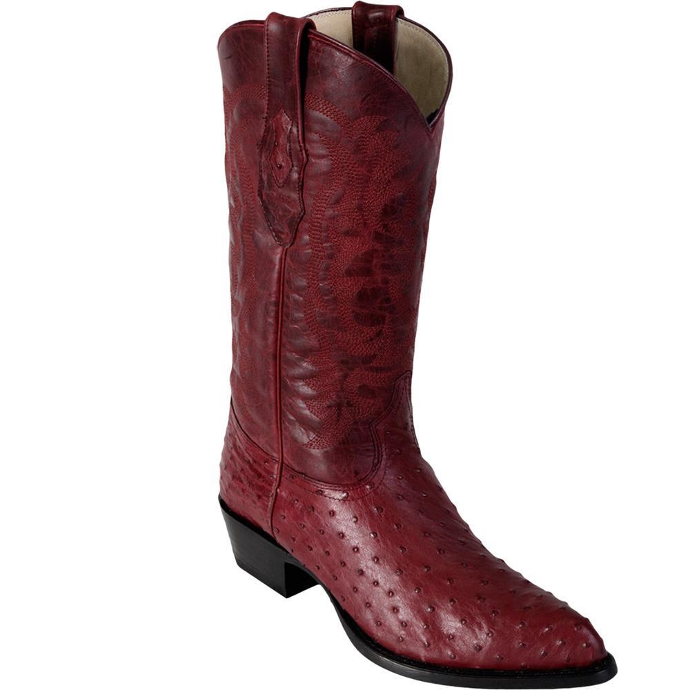 Los Altos Genuine Ostrich J Toe Boot in Burgandy