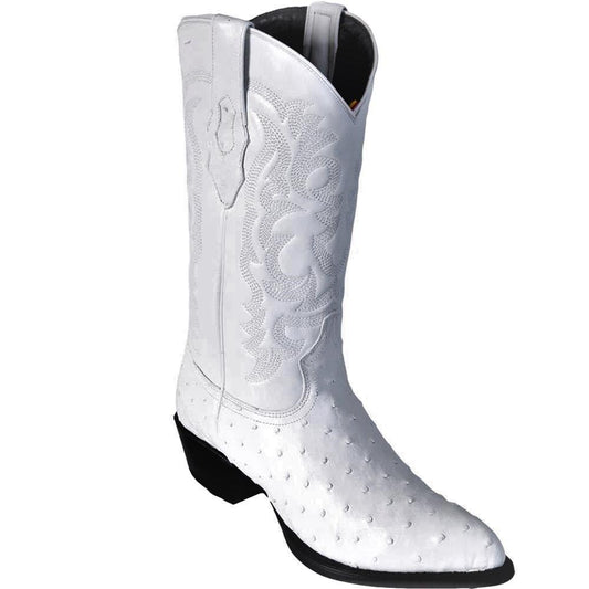 Los Altos Genuine Ostrich J Toe Boot in White