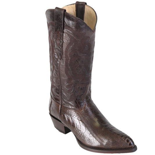 Los Altos Genuine Ostrich Leg J Toe Boot in Brown