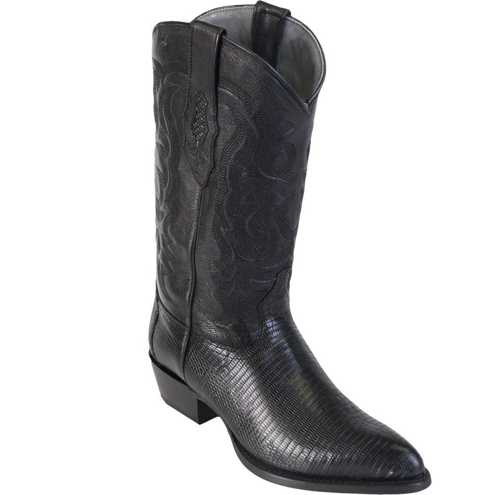 Los Altos Genuine Ring Lizard J Toe Boot in Black