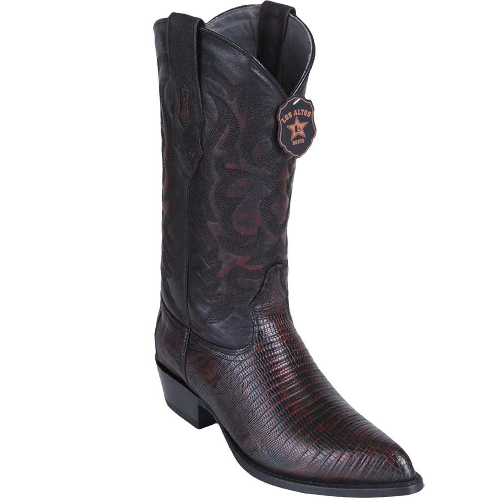 Los Altos Genuine Teju Lizard J Toe Boot in Black Cherry