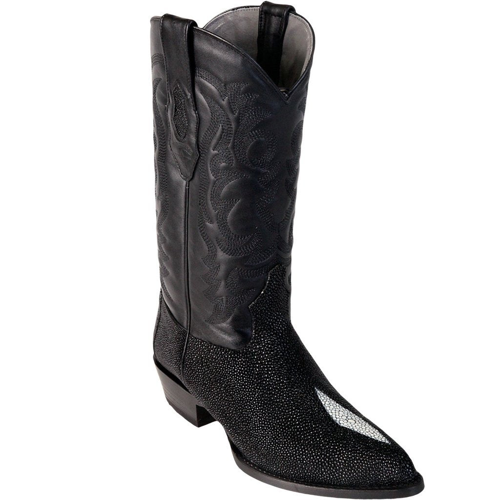 Los Altos Genuine Stingray Single Rowstone J Toe Boot in Black