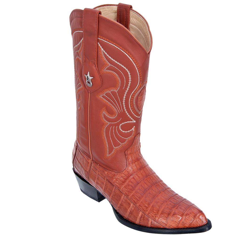 Los Altos Genuine Caiman Belly J Toe Boot in Cognac