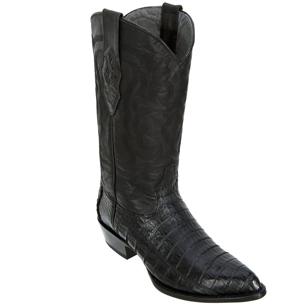 Los Altos Genuine Caiman Belly J Toe Boot in Black