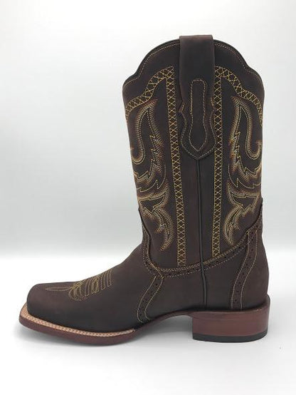 Crazy Grasso Square Toe Boot in Cognac