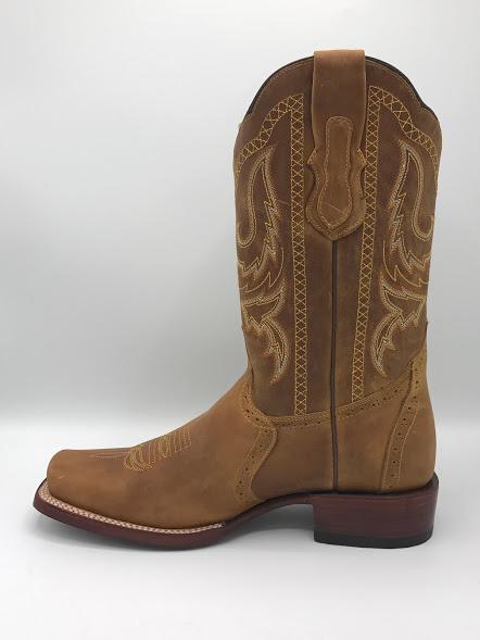 Crazy Grasso Square Toe Boot in Tan