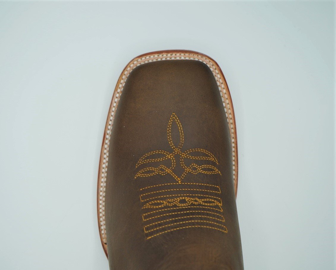 Crazy Grasso Leather Wide Square Toe Boot in Brown