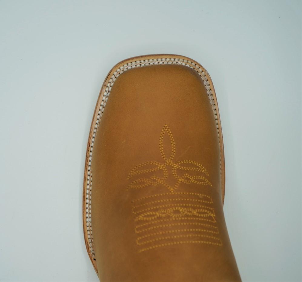 Crazy Grasso Leather Wide Square Toe Boot in Tan