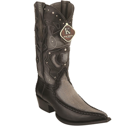 King Exotic Genuine Shark Stitched Boot in Gray