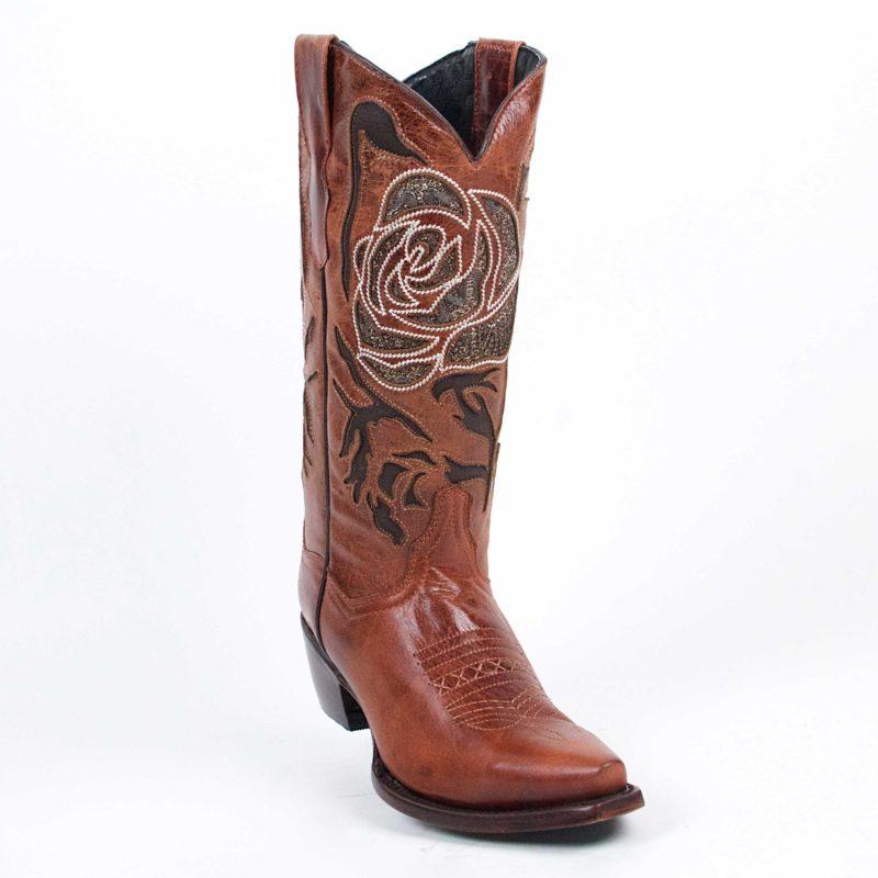 Volcano Leather Snip Toe Boot in Cognac w/ Inlay Shaft