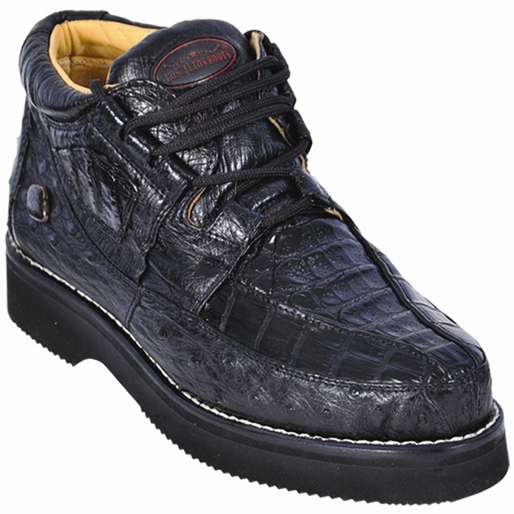 Los Altos Genuine Caiman with Ostrich Casual Shoe in Black