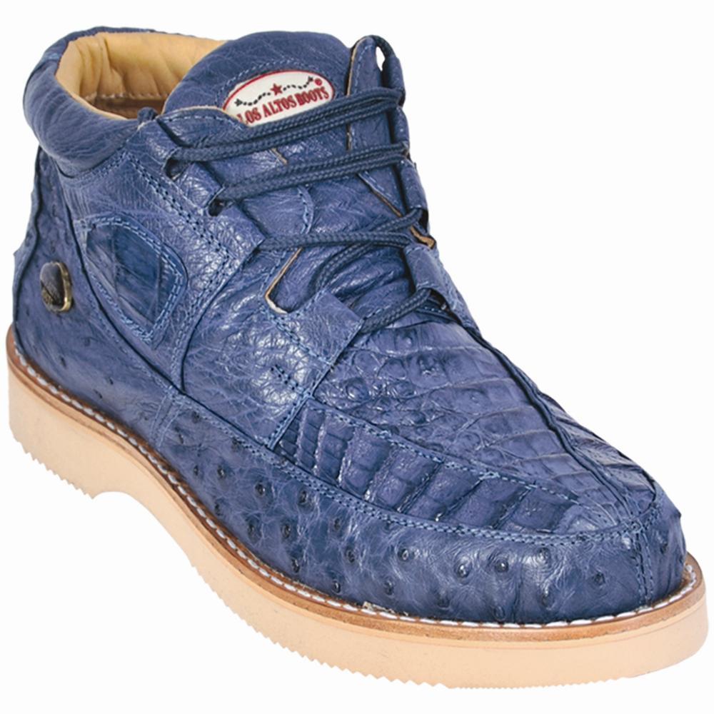 Los Altos Genuine Caiman with Ostrich Casual Shoe in Blue Jean