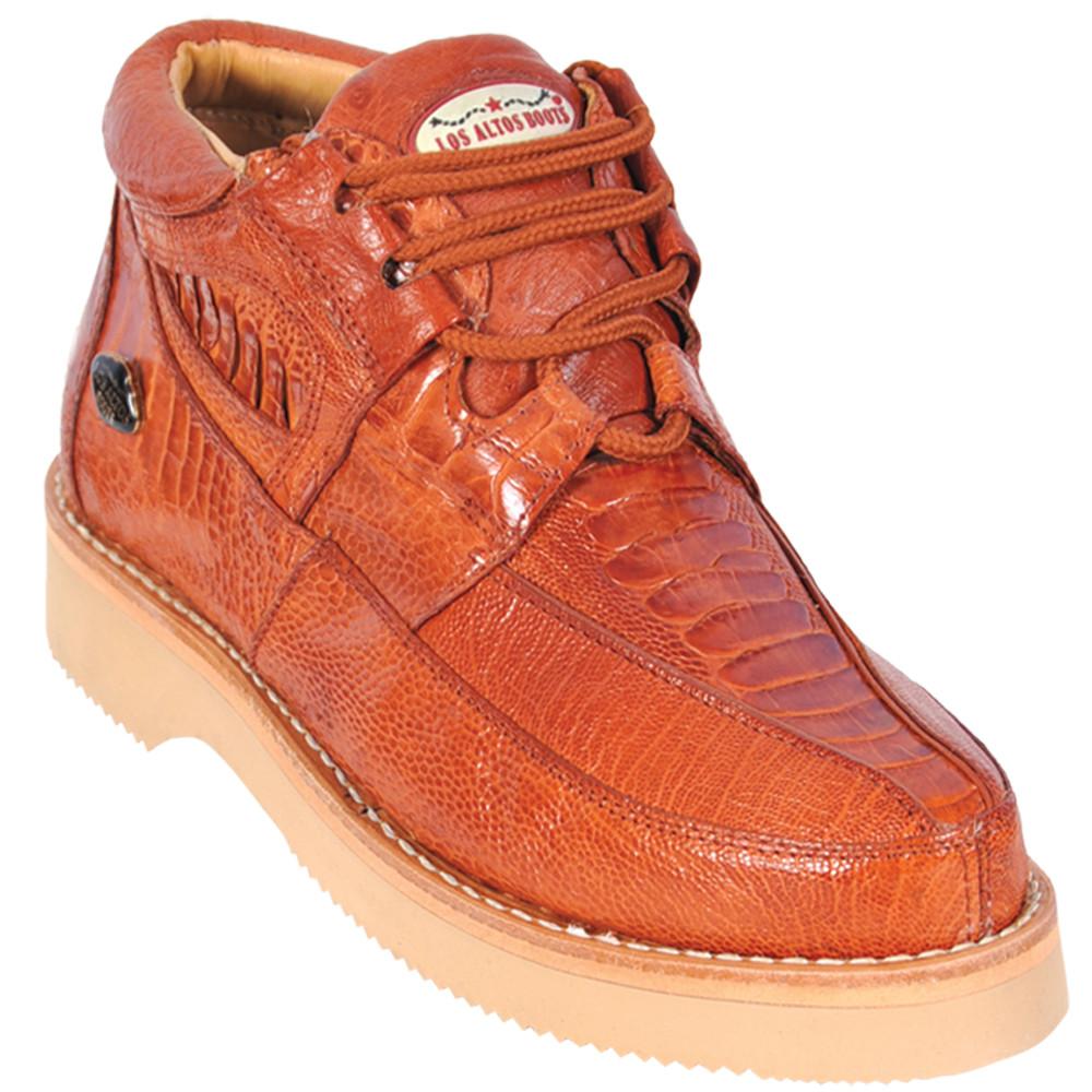 Los Altos Genuine Ostrich Leg Casual Shoe in Cognac