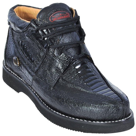 Los Altos Genuine Ostrich Leg Casual Shoe in Black