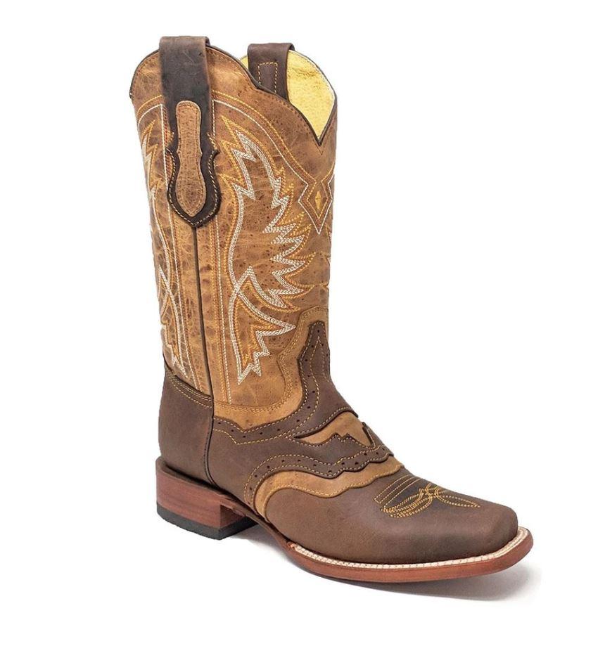 Bull Alazan Square Toe Boot in Brown/Tan