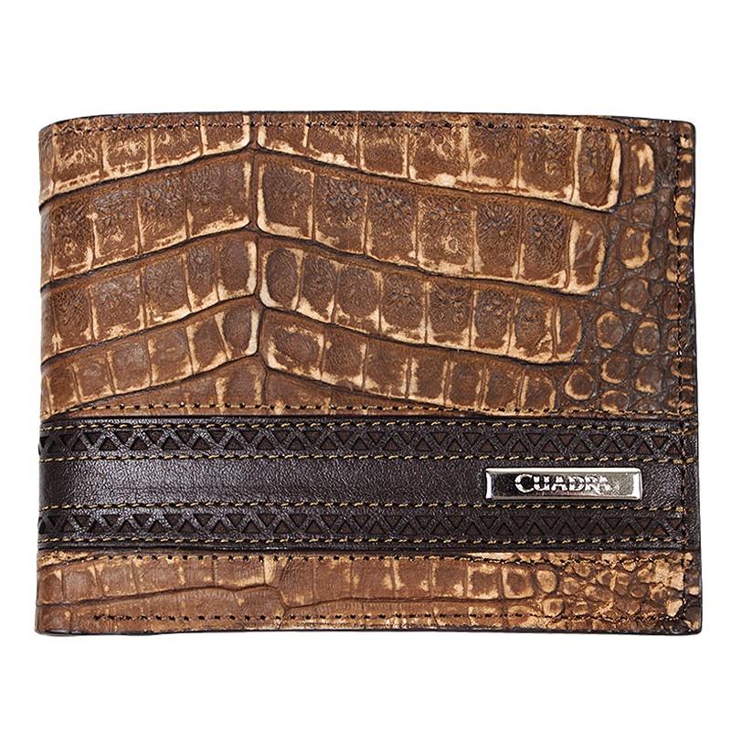 Cuadra Genuine Caiman Belly Wallet in Maple