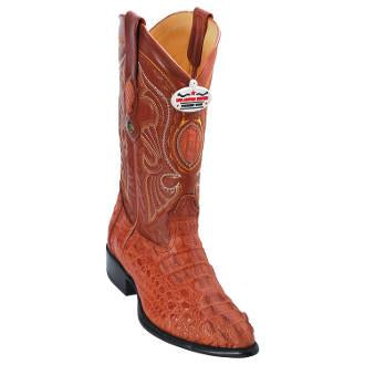 Los Altos Genuine Caiman Hornback J Toe Boot in Cognac